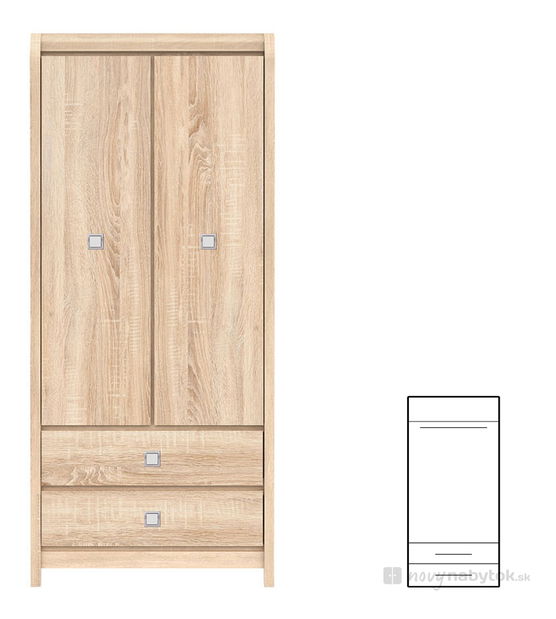 Šatníková skriňa BRW Loren SZF2D2S