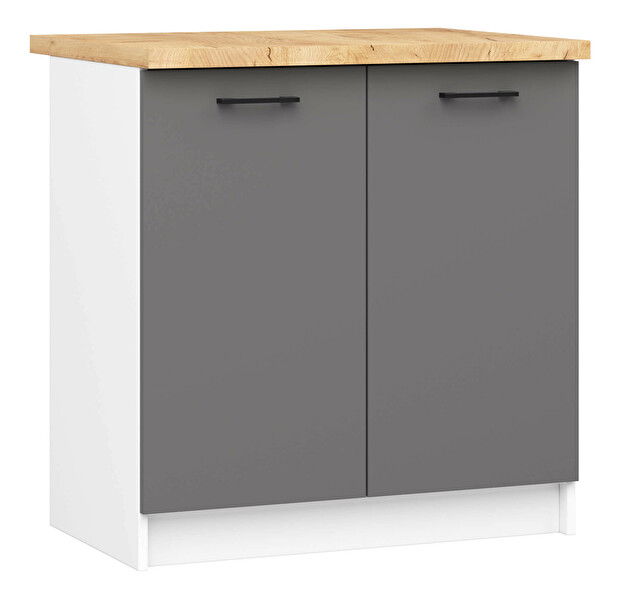 Alsó konyhaszekrény Organo 80 2D (fehér + grafit)