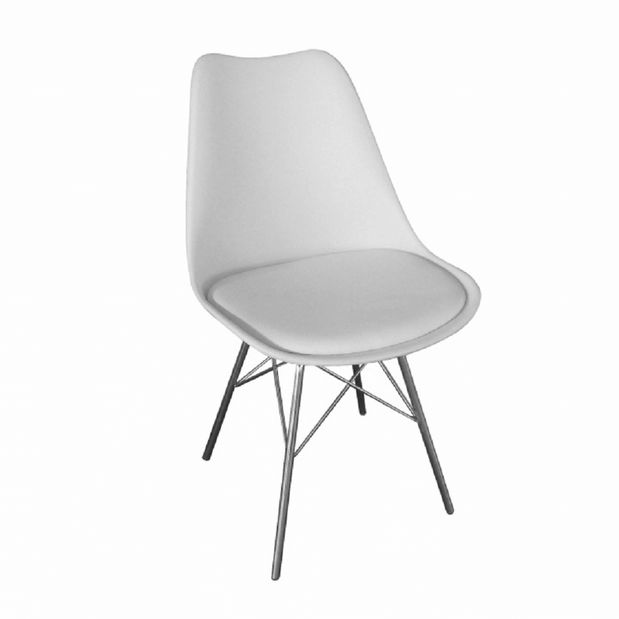 Blagovaonska stolica Tajuana (bijela + krom) 