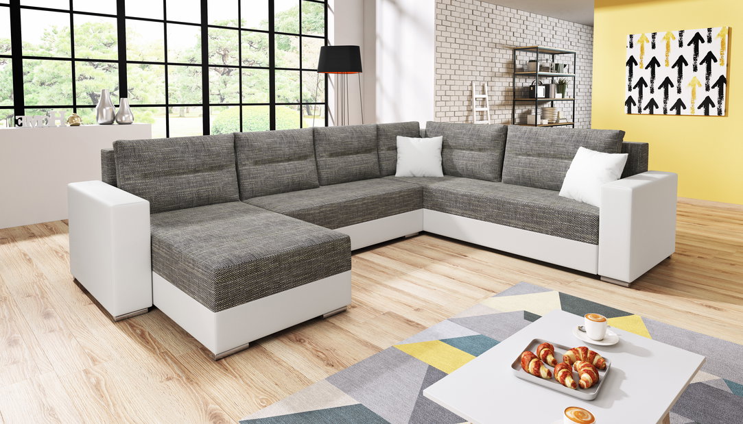 Rohová sedačka Gerd (biela + sivá) (P)