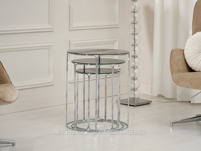 Dohányzóasztal Belianni Zest (szürke márvány + króm)