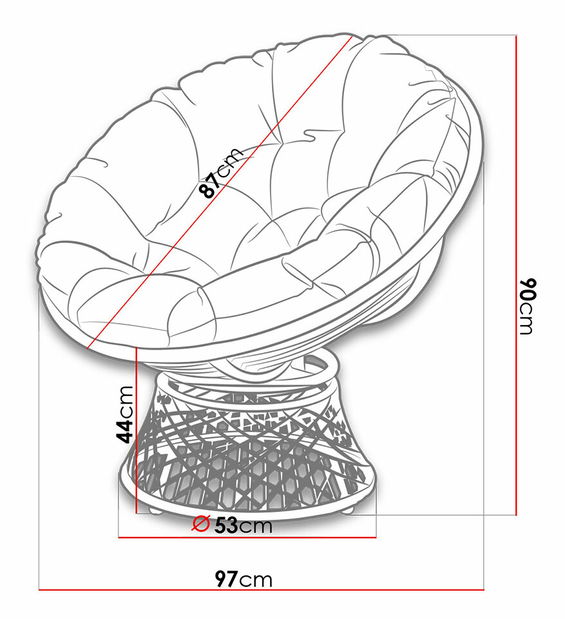 Fotoliu rotativ de grădină Arliss (cadru) (Alb + Gri)