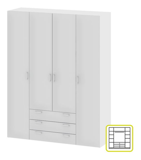 Šatníková skriňa Gwen 70429 4D (biela)