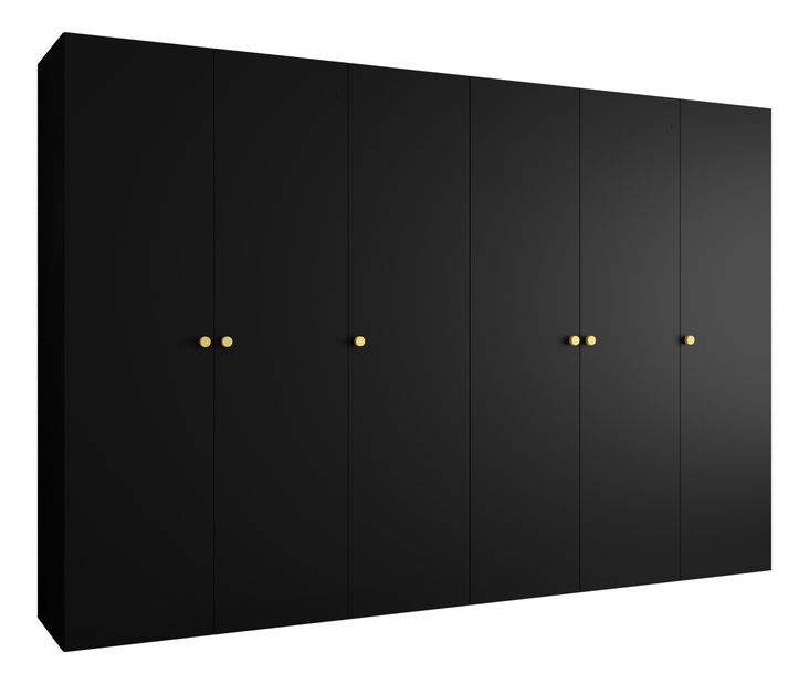 Dulap de haine 300 cm Parna 1 (Negru + Auriu)