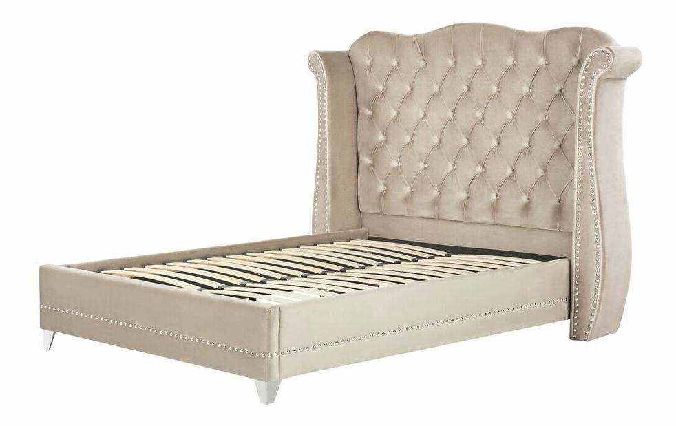 Franciaágy 160 cm Batil (bézs) (ágyráccsal) (tárolóhellyel)