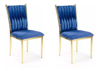 Set 2 ks. jedálenských stoličiek Kimiko (tmavomodrá + zlatá) *výpredaj