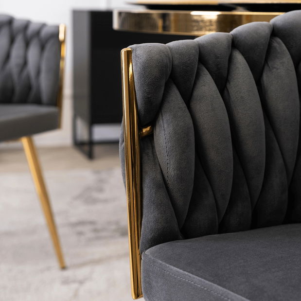 Blagovaonska stolica Cappy (siva + zlatna) 