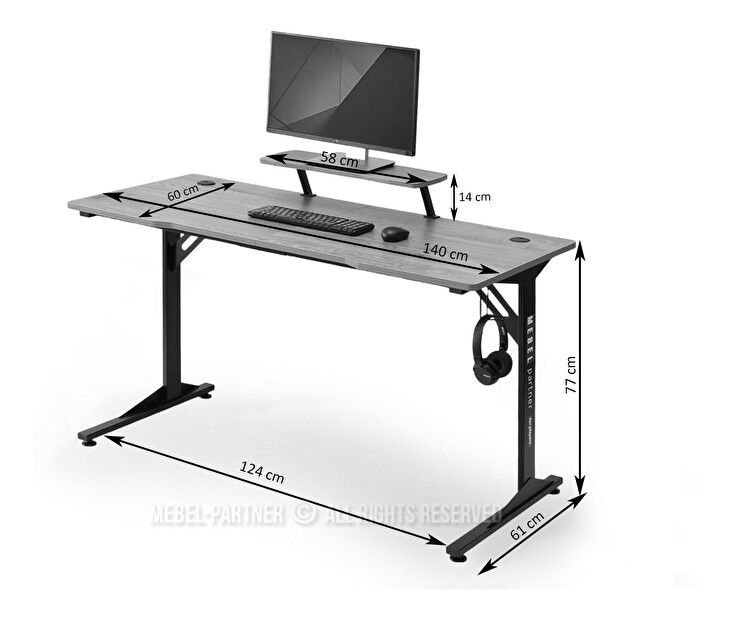 PC stolík Matts 140 (dub + čierna)
