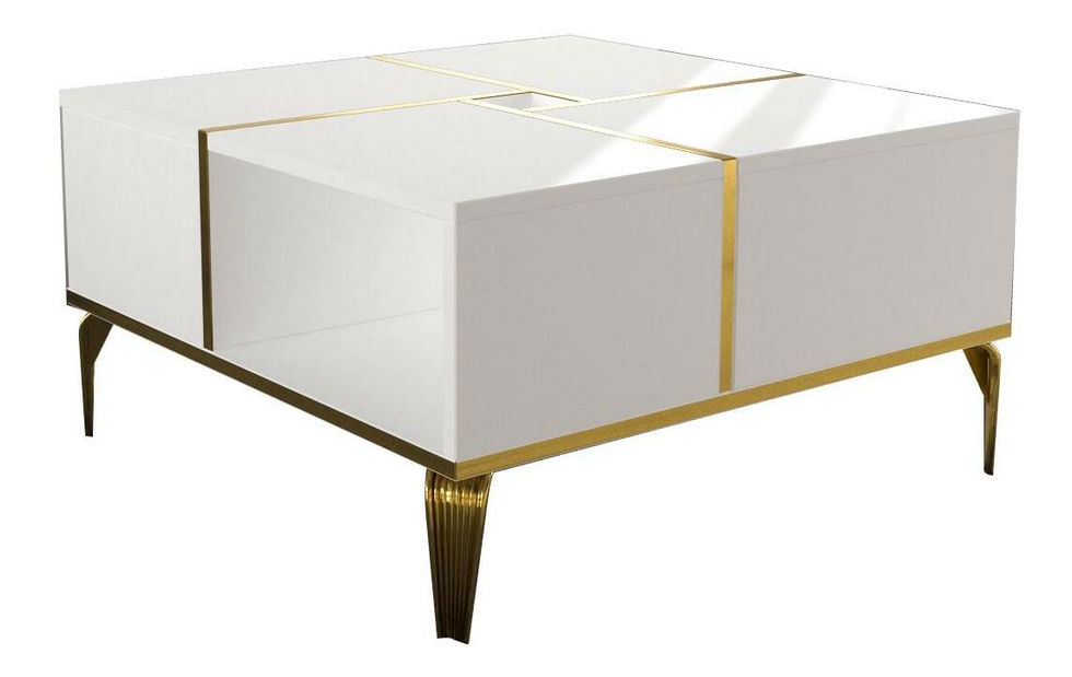 Măsuță de cafea Nirvy (alb + auriu)