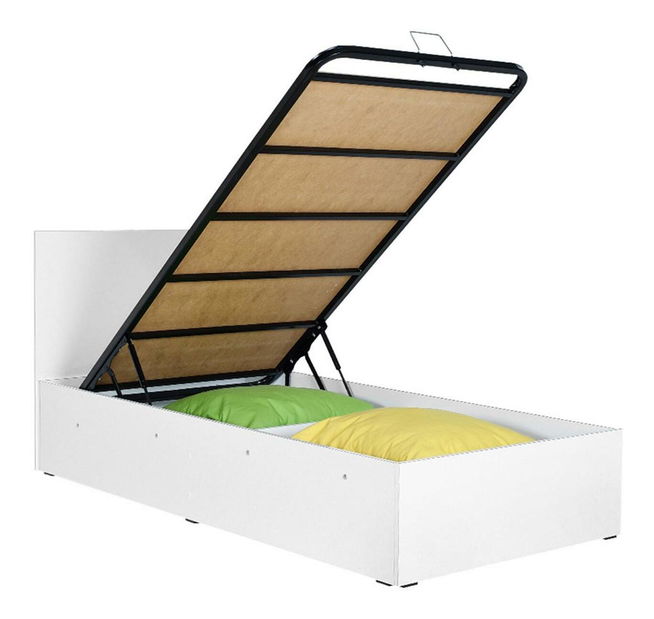 Jednostruki krevet 90 cm Kalabora (s podnicom) (s prostorom za odlaganje) (bijela)