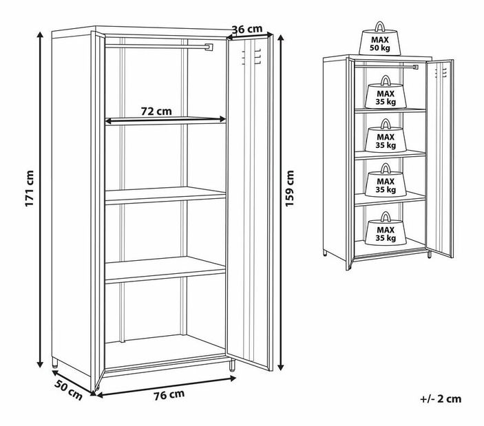 Policová skriňa VAROG (sivá)