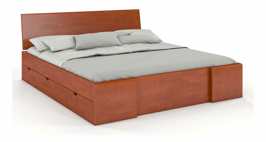 Manželská posteľ 180 cm Naturlig Blomst High Drawers (buk) (s roštom)