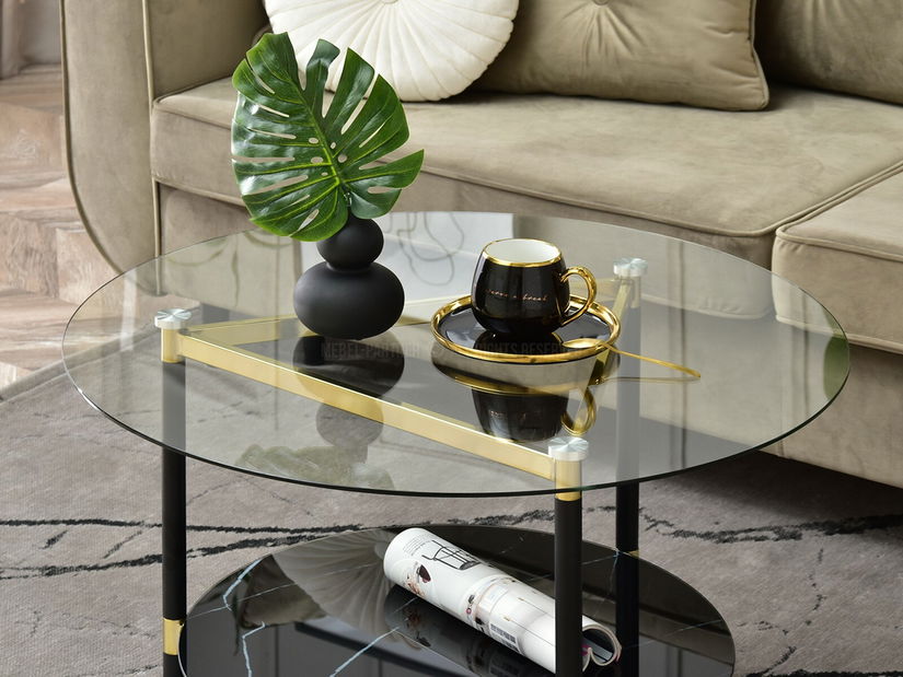 Măsuță de cafea Ontario (marmură neagră + negru)