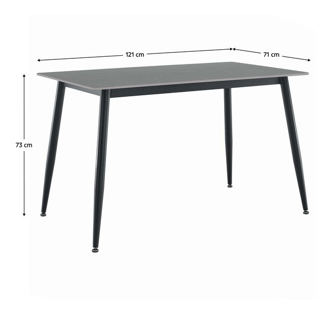 Masă sufragerie Fresia 1 (gri marmură + negru) (pentru 4 persoane)