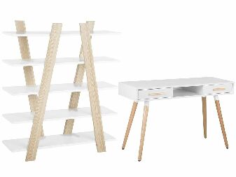 Uredski set Enzo (bijela + svijetlo drvo)