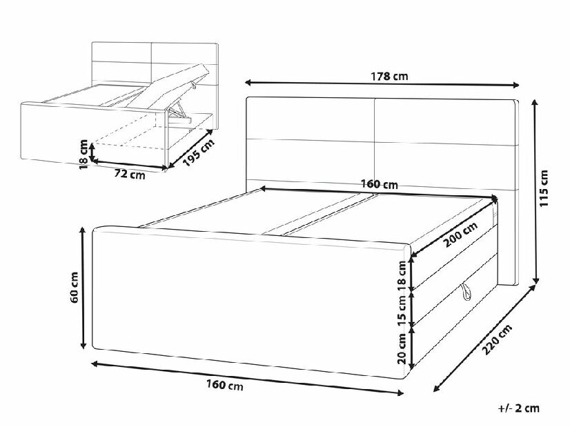 Franciaágy 160 cm Berit (zöld) (ágyráccsal) (tárolóhellyel)