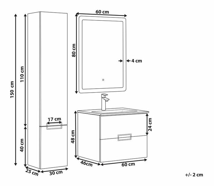 Fürdőszoba szekrény Valo 11 (dió + fehér)