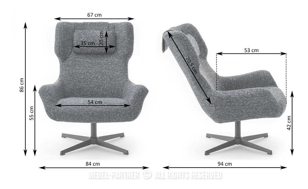 Fotelja Irma (grafit + crna)