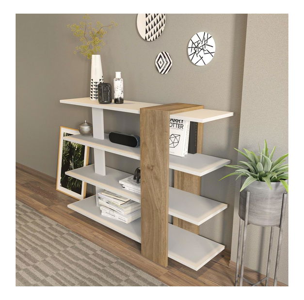 Regál Nubio (biela + orech) 