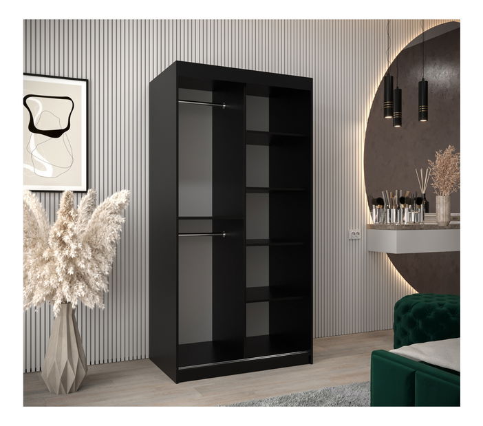 Dulap de haine 100 cm Eclipse (Negru mat + Stejar artisan)