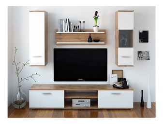 Mobilier living Waldron (stejar wotan + alb)