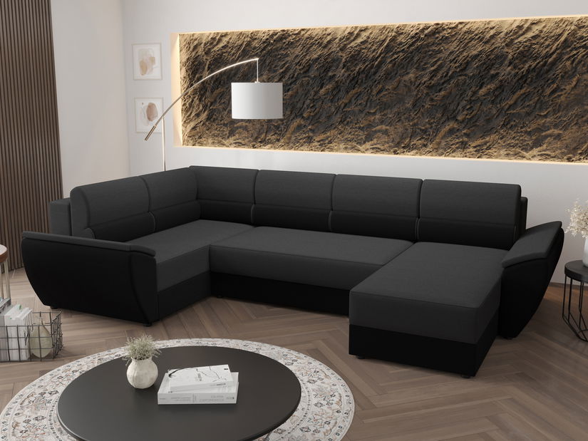 Colțar în formă de U Radiant Long (Negru + Gri închis) (S)