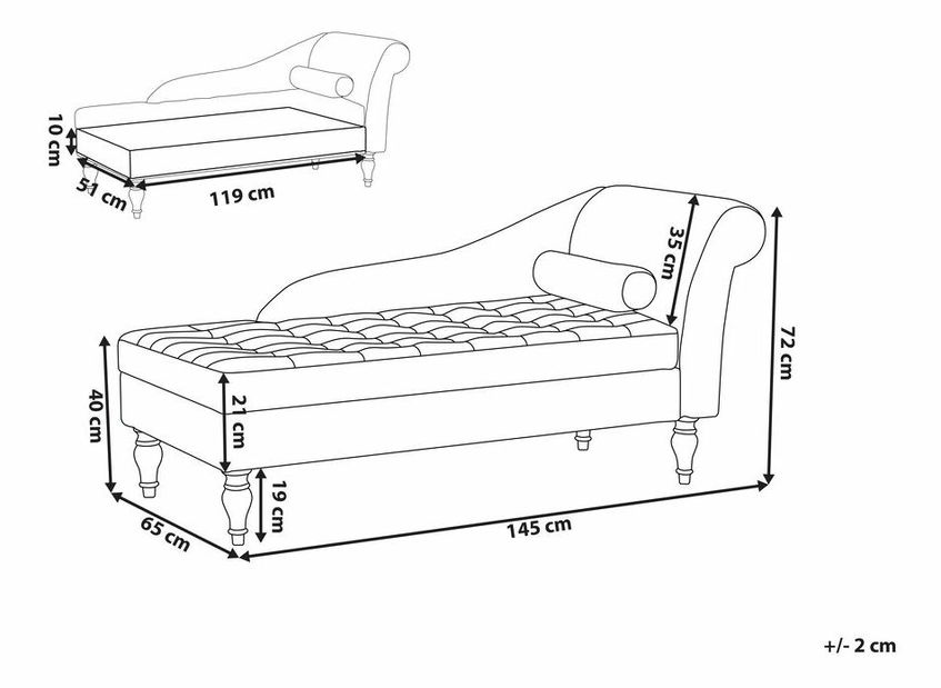 Fotoliu șezlong relaxare PLON (poliester) (gri) (cu sp. depozitare)