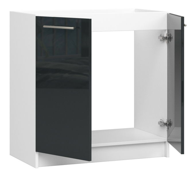 Alsó konyhaszekrény Ozara 80 (fehér + fényes fekete)