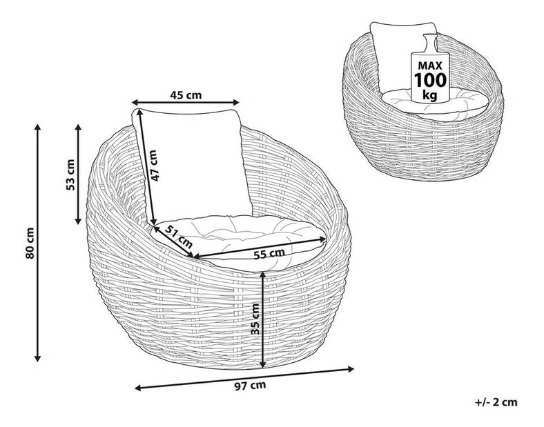 Scaun de grădină Lerza (negru)