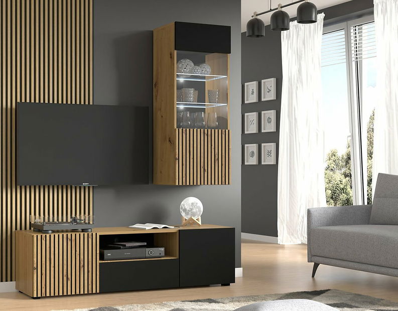 Set za dnevni boravak Aurella A (crna + hrast artisan)