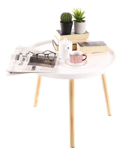 Măsuță de cafea Sansay (alb + natural)