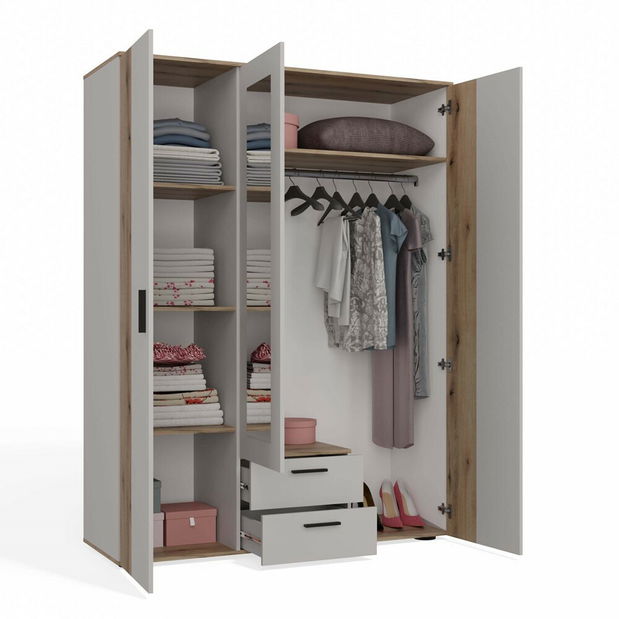 Šatníková skriňa Avala 1 (kašmír + dub evoke) (so zrkadlom)