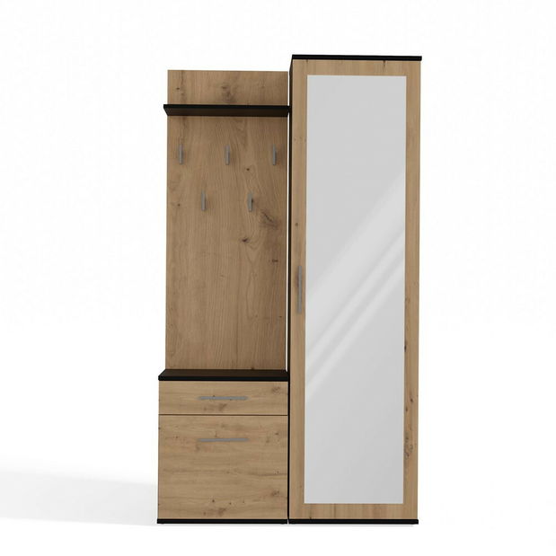 Set mobilier hol Dialogos 1 (antracit + stejar artisan) (cu oglindă)