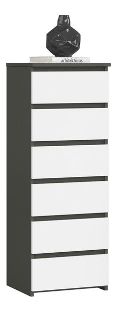 Komoda Cipriano IV (sivi grafit + bijela)