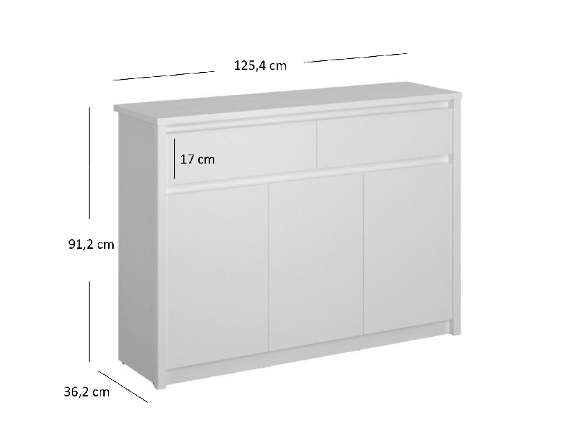 Comodă Ethan 3D2S (alb)