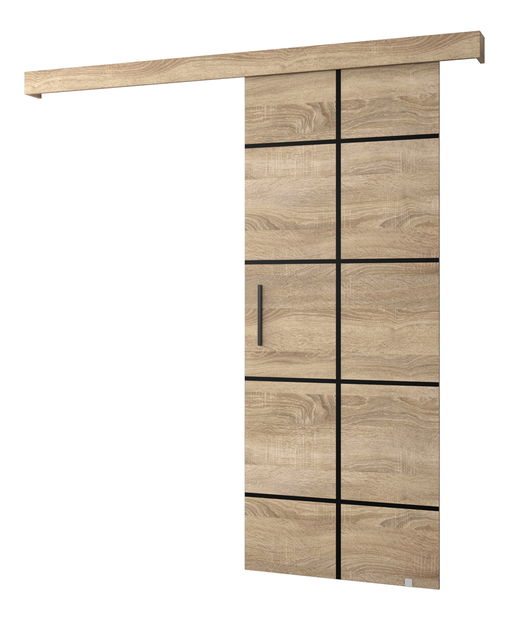Klizna vrata 90 cm Sharlene III (hrast sonoma + hrast sonoma + crna)