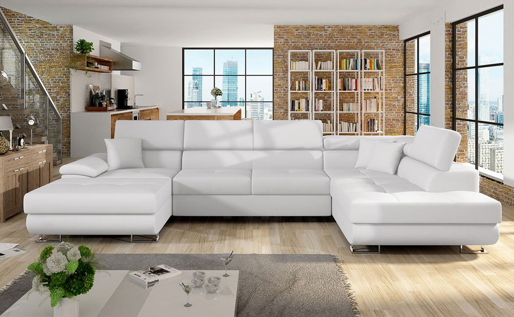 Kutna garnitura Alphard Bis (D) (ekokoža soft t 017) (bijela)