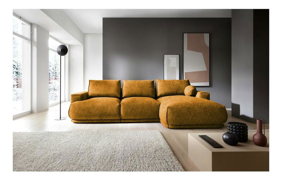 Rohová sedacia súprava Dita (P) (horčicová + čierna)