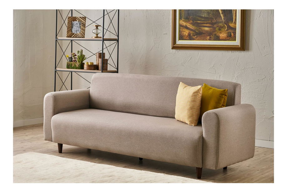 Canapea trei locuri Noyalepo L (Crem + Nuc)