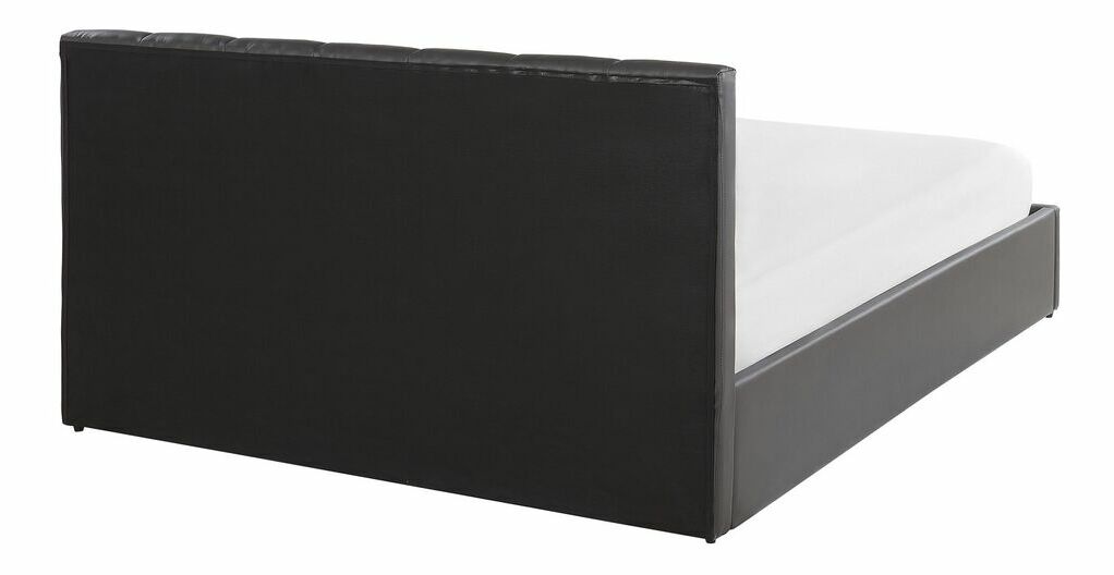 Pat matrimonial 140 cm DARGAN (gri) (piele artificială) (cu somieră și sp. depozitare)