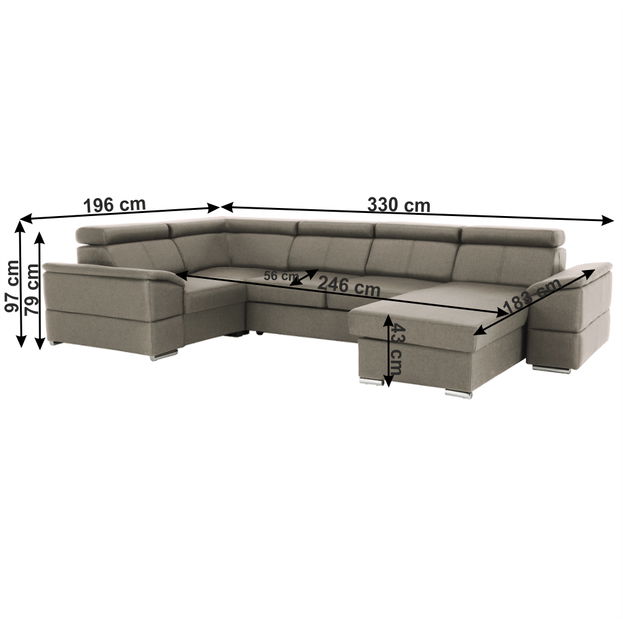 Kutna garnitura u obliku slova U Seglaria (sivo smeđa) (P) *trgovina