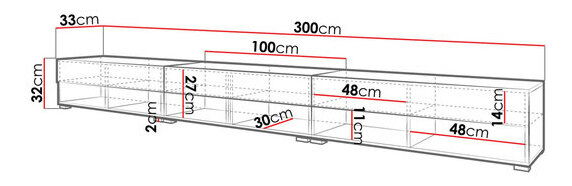 TV stolík/skrinka Adenik 300 (wotan) (bez osvetlenia) *výpredaj