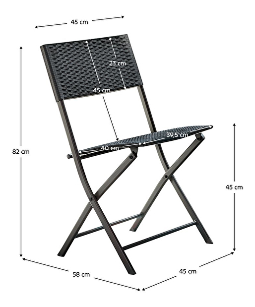 Set mobilier de grădină Farok 210987 (negru) (pentru 2 persoane)