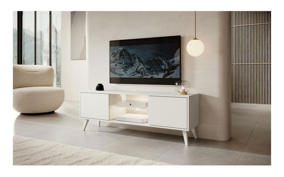 TV skrinka/stolík Savoi II (s osvetlením) (biela)