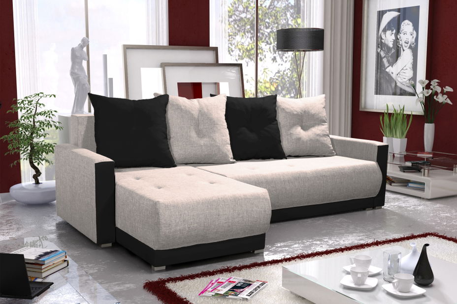 Rohová sedačka Ignatius (siva + béžová) (L)