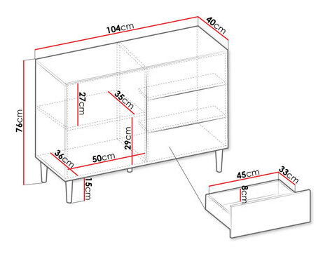 Komoda Sarlana 1D3SZ (čierna) 