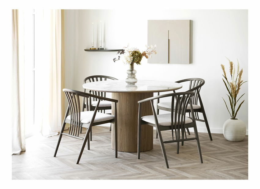 Jedálenský set Aiatina (biela + tmavohnedá)