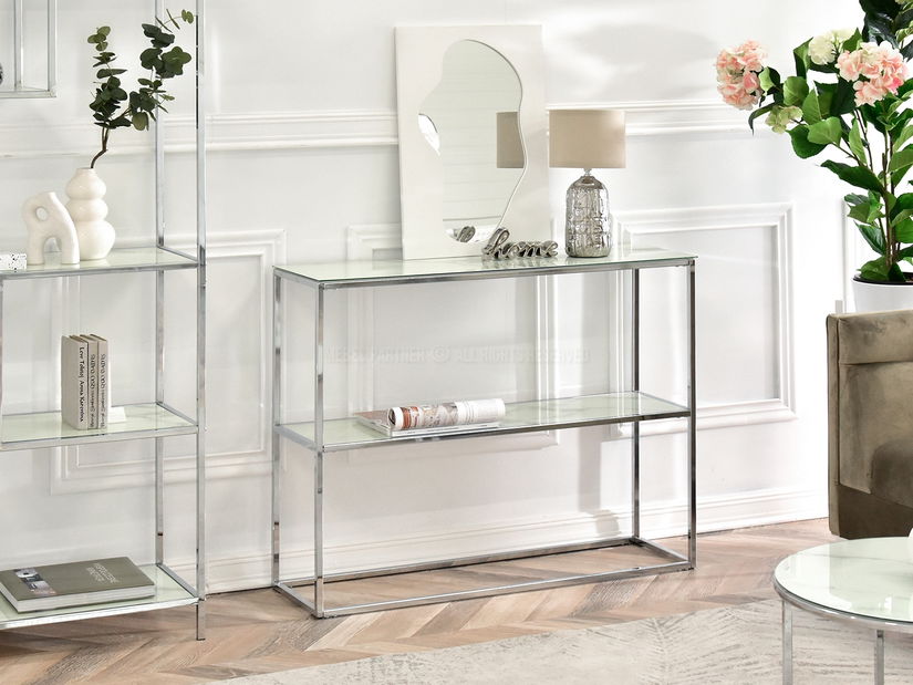 Konzolový stolík Bella Kons Bis (biely mramor + chrómová)