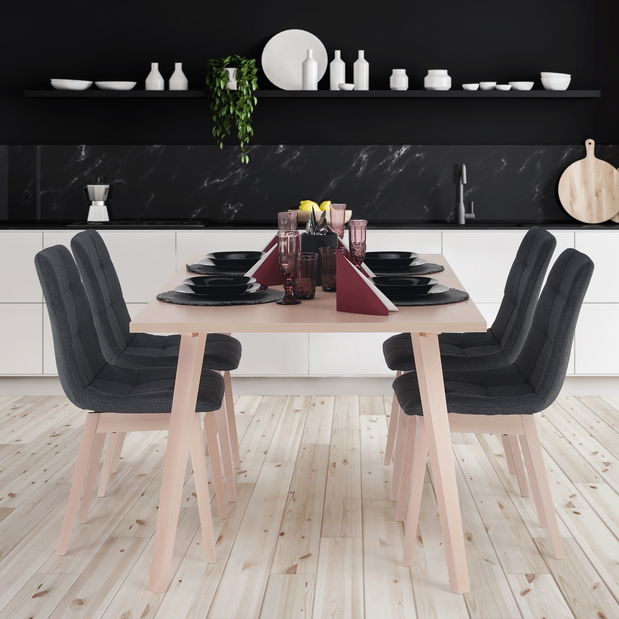 Jedálenský set Garumna (buk svetlý + sivá)