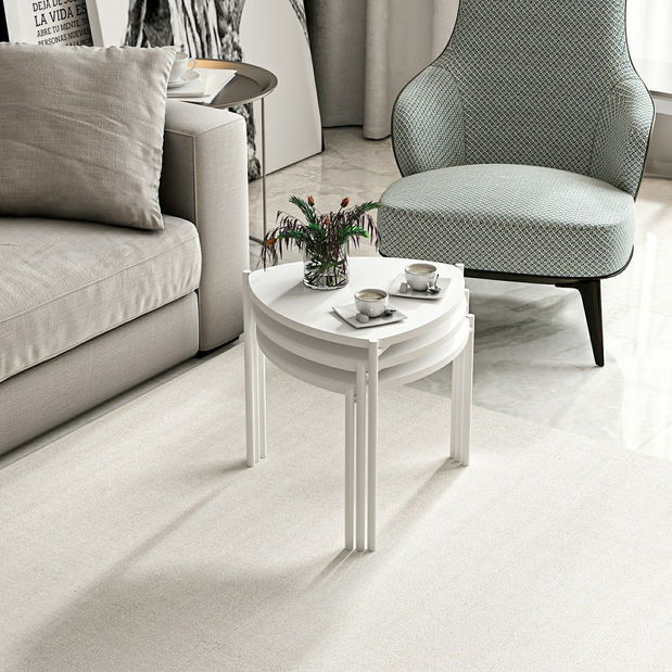 Set konferenčných stolíkov Lena 3 (Biela)